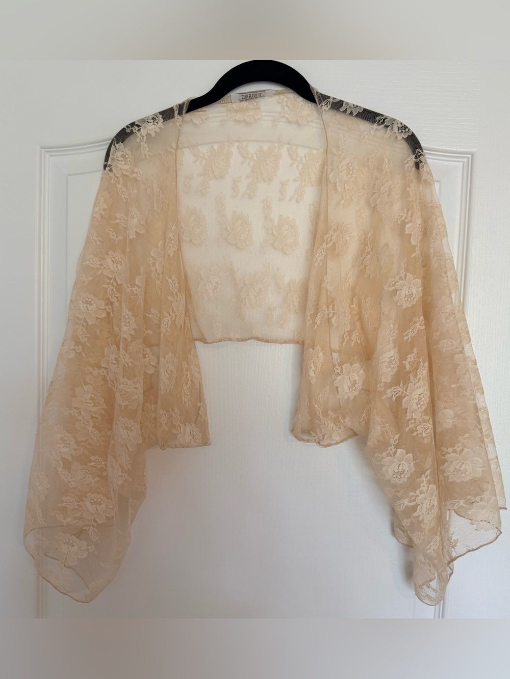 Vintage Currency by Helen Welsh Ivory Floral Lace Sheer Kimono Shrug